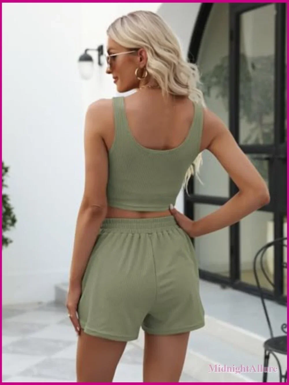 Womens Two Piece Summer Outfits Sleeveless Crop Top High Waisted Shorts Lounge